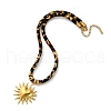 304 Stainless Steel Pendant Leopard Print Flannel Cord Necklaces NJEW-K289-01A-G-2