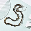 Natural Tiger Eye Chip Beaded Necklaces for Men Women NJEW-G159-01X-3