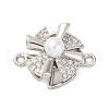 Brass Clear Cubic Zirconia Windmill Connector Charms KK-D536-18P-1