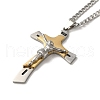Cross with Jesus Pendant Necklaces NJEW-C043-02G-1