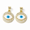 Rack Plating Brass Micro Pave Clear Cubic Zirconia Pendants ZIRC-C041-29G-2