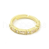 Rectangle & Flat Round Brass Micro Pave Clear Cubic Zirconia Adjustable Rings RJEW-G309-20G-2