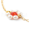 Shell Pearl & Acrylic Beads Flower Link Bracelets X1-BJEW-TA00003-01-4
