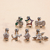 Brass Micro Pave Clear Cubic Zirconia Bees Cartilage Earrings WG7D5C2-14-1