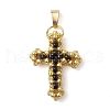 2Pcs 2 Styles 3D Glass Seed Beaded Cross Charms PALLOY-MZ00576-01-1