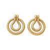 Stripe Flat Round 304 Stainless Steel Stud Earrings EJEW-D303-03G-4