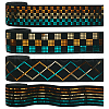 4 Yards 4 Styles Flat Polyester Elastic Cord with Laser Tartan/Stripe/Rhombus Paillettes OCOR-FG0002-81-1