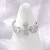 Brass Micro Pave Cubic Zirconia Adjustable Cuff Rings for Women RJEW-C129-11P-2
