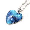 Glass Heart with Cloud Pendant Necklace NJEW-H165-01C-2