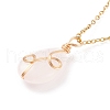 Natural Rose Quartz Teardrop Pendant Necklace NJEW-JN03900-01-4