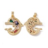 Brass Cubic Zirconia Pendants KK-B061-21G-01-1