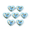 Flower Printed Opaque Acrylic Heart Beads SACR-S305-28-G02-1