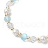 Frosted Dyed Synthetic Moonstone & Shell Pearl Round Beads Stretch Bracelets BJEW-JB11822-02-4