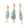 Wire Wrapped Nuggets Electroplated Natural Quartz Crystal Pendant Decorations HJEW-JM03127-02-2