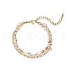 Gemstone Chip with Plastic Pearl Multi-strand Bracelets for Women BJEW-G739-01G-5