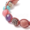 Round Natural Mixed Gemstone Braided Bead Bracelet BJEW-JB09298-4