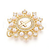 Brass Micro Pave Clear Cubic Zirconia Pendants KK-N268-64G-2