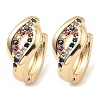Brass with Colorful Cubic Zirconia Hoop Earrings EJEW-D078-33KCG-1