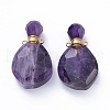 Faceted Natural Amethyst Openable Perfume Bottle Pendants G-E564-08C-G-2