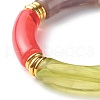Imitation Gemstone Acrylic Curved Tube Beads Stretch Bracelets BJEW-JB06588-6