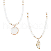 ANATTASOUL 2Pcs 2 Style Natural Shell Pendant Necklaces Set with Disc Beaded Chains for Women NJEW-AN0001-75-1