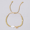 Brass Round Bead Braided Bead Bracelets VB3830-13-1