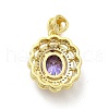 Brass Micro Pave Clear Cubic Zirconia Pendants KK-I695-056G-2