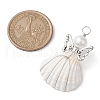 Copper Wire Wrapped Shell Pendants PALLOY-JF02709-04-2