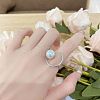 Moon & Round Alloy with Plastic Pearl Cuff Rings for Women FS-WGCF8FF-01-2