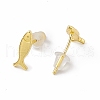 Brass Tiny Fish Stud Earrings for Women EJEW-P211-03G-2
