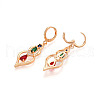 Brass Micro Pave Cubic Zirconia Leverback Earrings EJEW-N058-01G-3