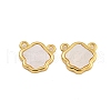 Rack Plating Brass Pave Natural Shell Flower Charms KK-C074-53G-1