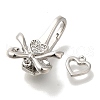 Brass Micro Pave Clear Cubic Zirconia Fold Over Clasps KK-K389-101P-2