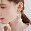 Natural Pearl Cluster Dangle Hoop Earrings EJEW-TA00202-4