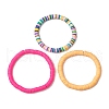 3Pcs 3 Colors Polymer Clay Disc Beaded Stretch Bracelet Sets BJEW-JB10439-01-3