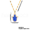 Vintage Brass Pave Clear Cubic Zirconia & Royal Blue Enamel Hamsa Hand Pendant Necklaces for Daily Wear and Holiday Gift CS1559-1-3