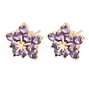 Flower Brass Micro Pave Cubic Zirconia Stud Earrings for Women EJEW-G428-28B-03-4