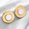 304 Stainless Steel Natural White Shell Stud Earrings EJEW-Z103-14G-1