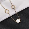 Ion Plating(IP) 304 Stainless Steel & Plastic Flower Pendant Necklaces for Women NJEW-P320-02G-02-3