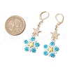 Brass Glass Seed Beads Flower Leverback Earrings EJEW-MZ00426-03-3