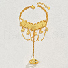 Elegant Middle Eastern Floral Brass Charm Bracelet with Coin Chains TF1222-5