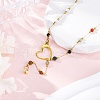 Adjustable 304 Stainless Steel & Faceted Round Mixed Gemstone Handmade Link Chain Lariat Necklaces NJEW-JN05213-1