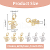 SUPERFINDINGS 12Pcs 2 Colors Brass Micro Pave Cubic Zirconia Charms KK-FH0007-76-2