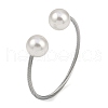 304 Stainless Steel & Plastic Round Bead Open Cuff Bangles BJEW-M042-04P-2