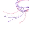 2Pcs 2 Colors Peach Blossom Braided Cord Bracelet BJEW-JB07610-05-5