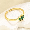 Brass Micro Pave Cubic Zirconia Cuff Rings for Women RJEW-H247-35G-03-2