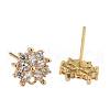 4 Pairs 2 Style Brass Mirco Pave Clear Cubic Zirconia Stud Earring Findings EJEW-ZZ0001-01-4