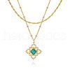 2Pcs Brass Green Cubic Zirconia Pendant Double Layer Necklaces FS-WG0C34D-01-2