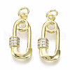 Brass Micro Pave Clear Cubic Zirconia Pendants KK-N227-19G-NF-1