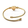 304 Stainless Steel Cuff Bangle with 201 Stainless Steel Heart Beaded BJEW-Z014-01G-2
